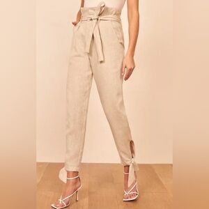 Reformation Norman Paperbag Pant in Oatmeal. Size 4. New with tags.